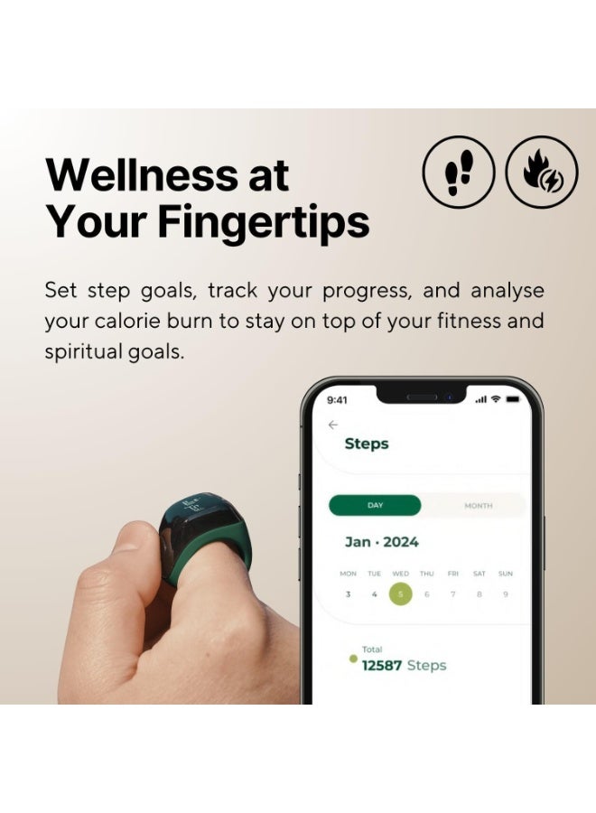 Smart Zikr Ring - JOOD | Tasbih 3-in-1 Flex Lite Smart Tasbih Zikr Ring Counting With 3 Compatible Sizes(18mm/ 20mm/ 22mm) Black Edition - Image 5