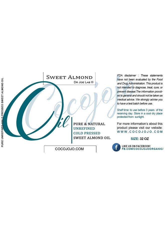 دي آر جو لاب زيت اللوز الحلو من دكتور جو لاب، 32 أونصة، طبيعي نقي، معصور على البارد، غير مكرر، بكر ممتاز - للشعر والبشرة والجسم والأظافر واللحية، زيت ناقل للزيوت الأساسية - يرطب ويغذي - Image 4