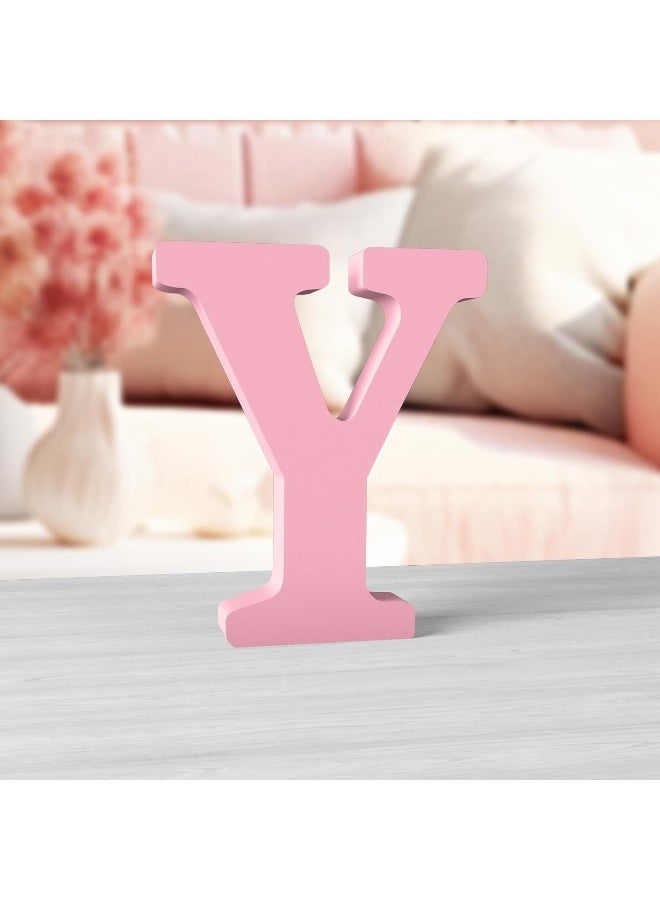 TPGP 6 Inch Pink Wood Letters Unfinished Wood Letters for Wall Decor Decorative Standing Letters Large Letters for Wall Decoration for Craft Home Party Projects (Y) - Image 1