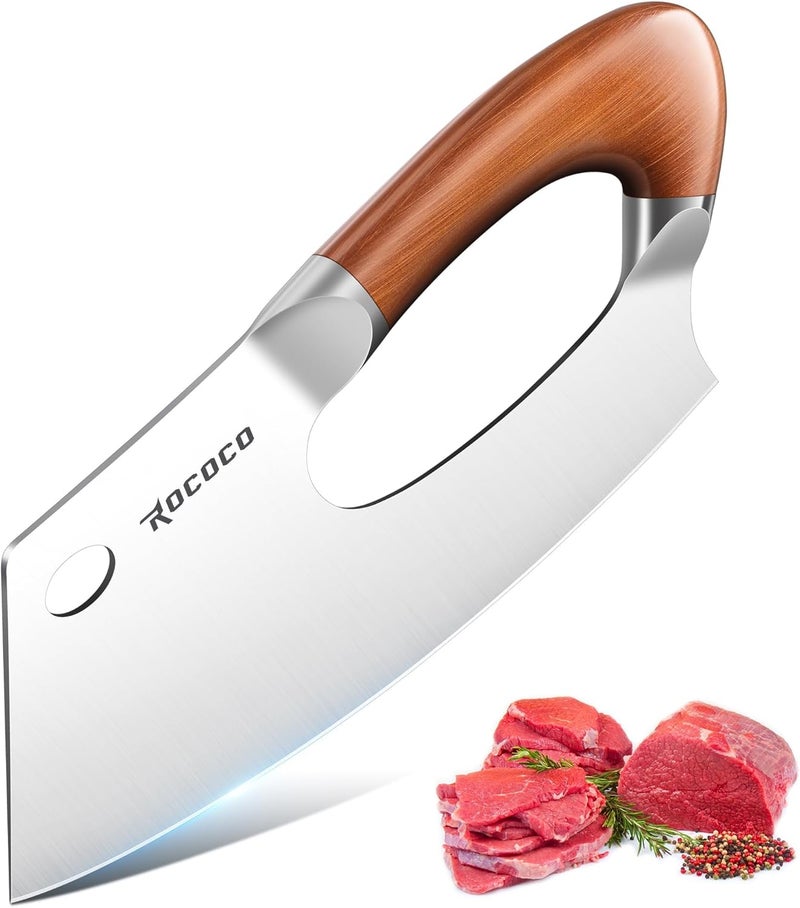 ROCOCO Meat Cleaver Knife Unique Effort Saving Kitchen Knife Professional Stainless Steel Chef Cooking Knives for Cutting Meat Vegetable Father Mother Christmas Gift Bronze - Image 1