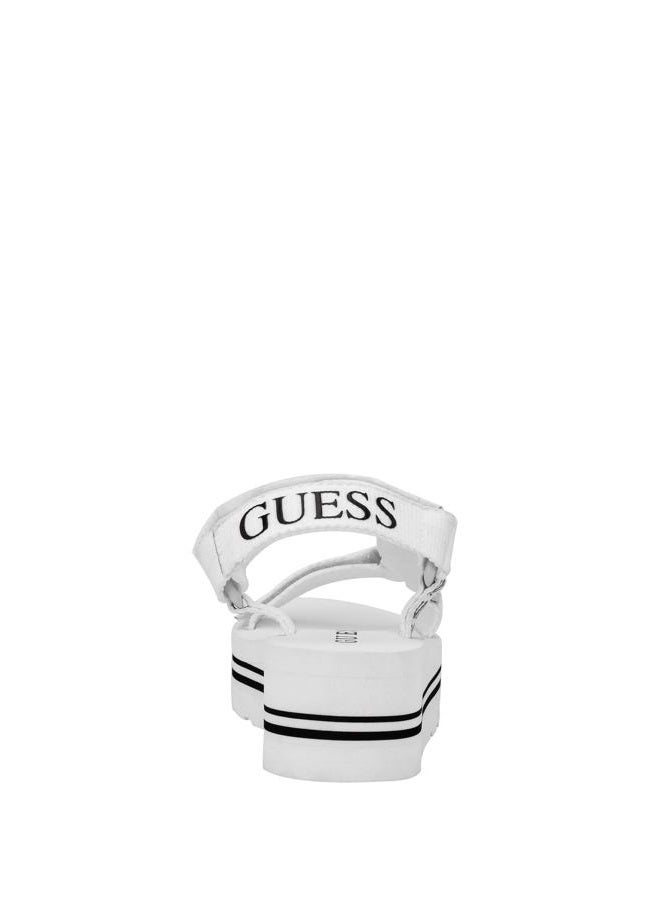 Guess Women's Avin Wedge Sandal, White/Black Logo 137, 37.5 EU - Image 4
