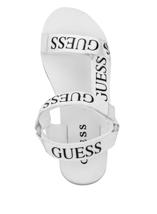 Guess Women's Avin Wedge Sandal, White/Black Logo 137, 37.5 EU - Image 5