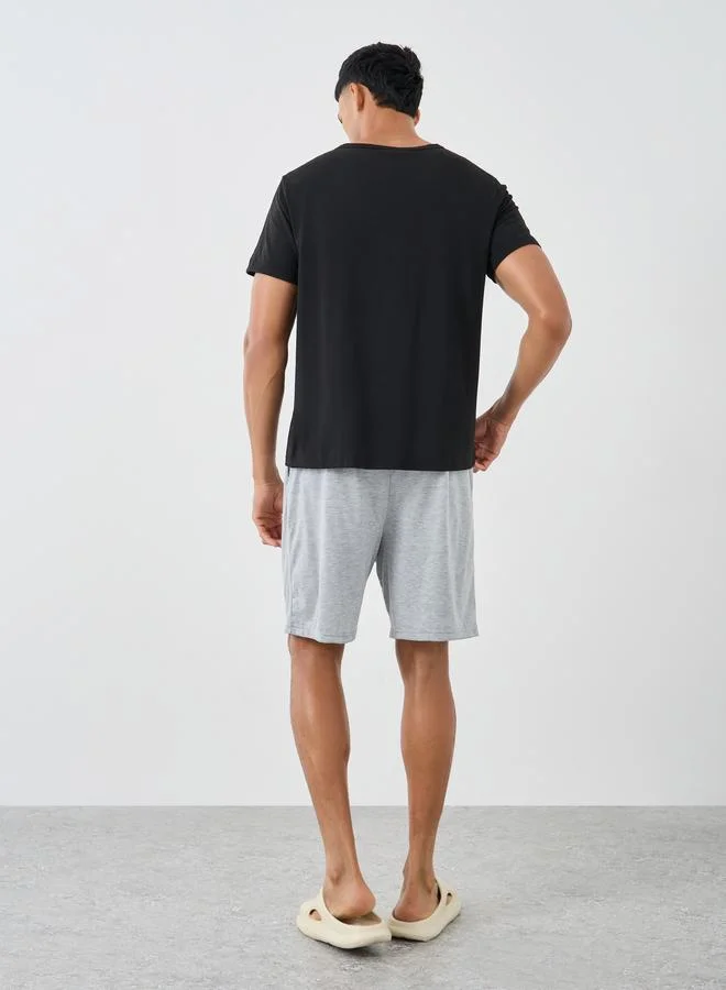 Styli Styli Black Graphic Printed T-Shirt and Shorts Set