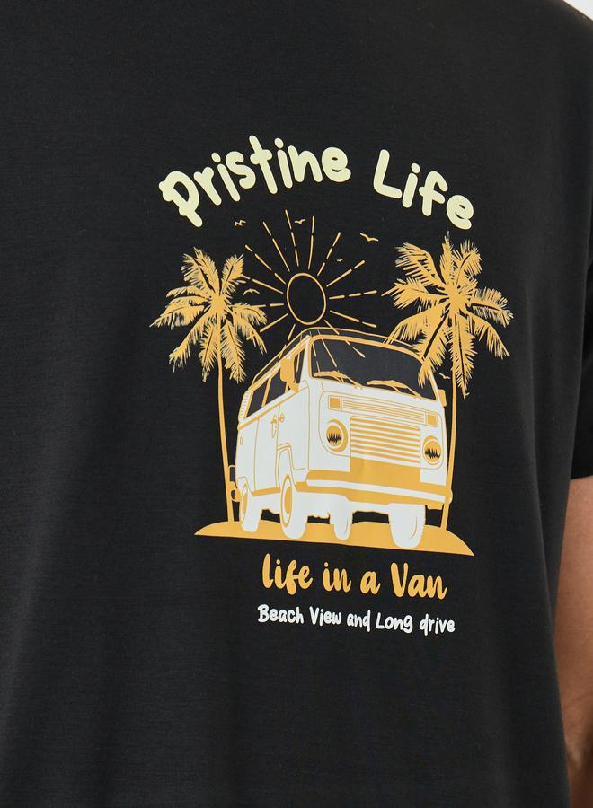 Styli Black Graphic Printed T-Shirt and Shorts Set - Image 3