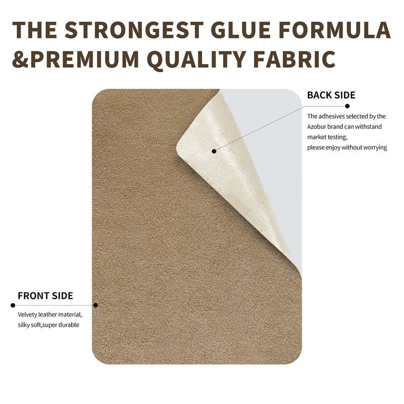 Azobur Sofa Fabric Repair Patch  6 Piece Microfiber Patches  Self Adhesive Fabric Sofa Patch Repair Fabric  Luxurious Look  Quick Fix Sofa.(Khaki) - Image 3