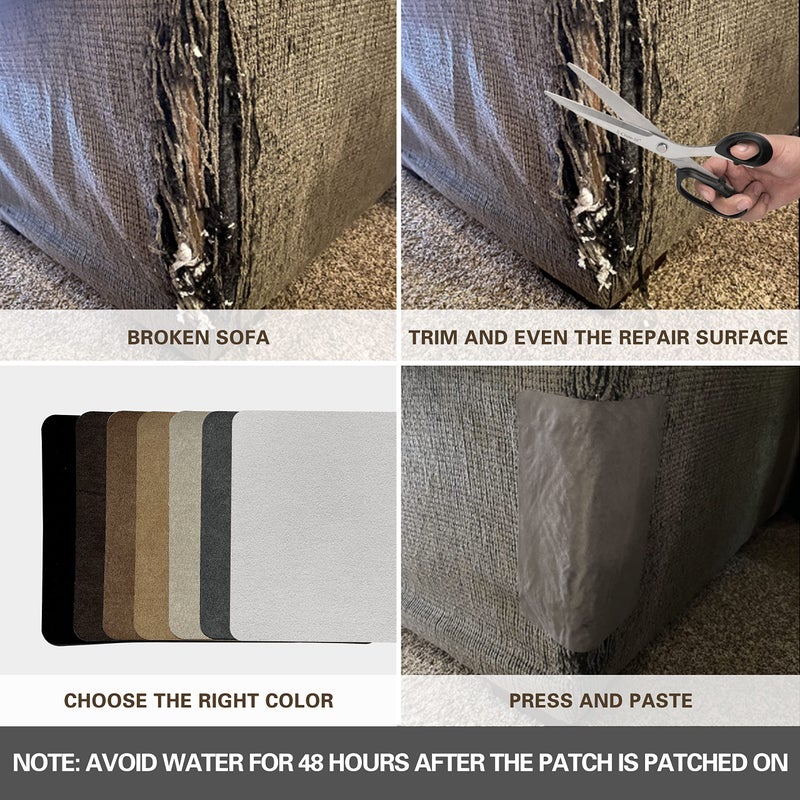 Azobur Sofa Fabric Repair Patch  6 Piece Microfiber Patches  Self Adhesive Fabric Sofa Patch Repair Fabric  Luxurious Look  Quick Fix Sofa.(Khaki) - Image 5