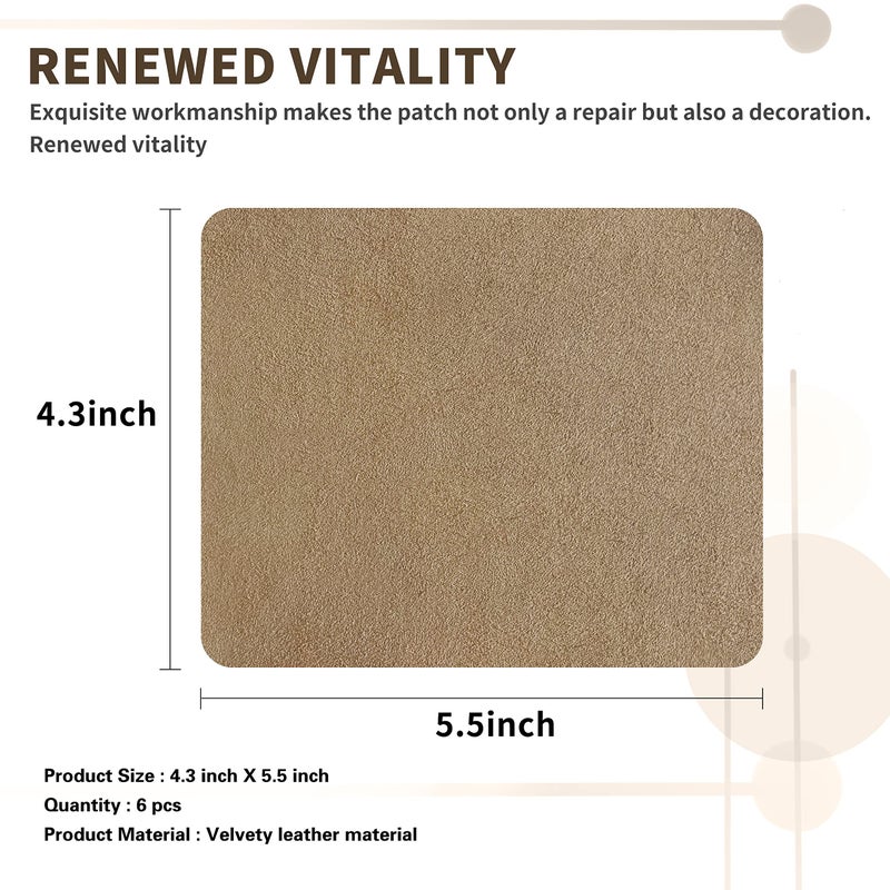 Azobur Sofa Fabric Repair Patch  6 Piece Microfiber Patches  Self Adhesive Fabric Sofa Patch Repair Fabric  Luxurious Look  Quick Fix Sofa.(Khaki) - Image 2