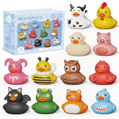 Grarain 12PCS Rubber DucksToddler Bath ToysNo Hole Bathtub ToysBaby Pool Toys for 18 Months and Older - Image 1