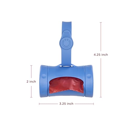Ubbi Retractable Dog Poop Bag Holder and Dispenser with Silicone Strap Leash Attachment Includes 2 Rolls of Lavender Scented Leakproof Waste Bags Blue - Image 3