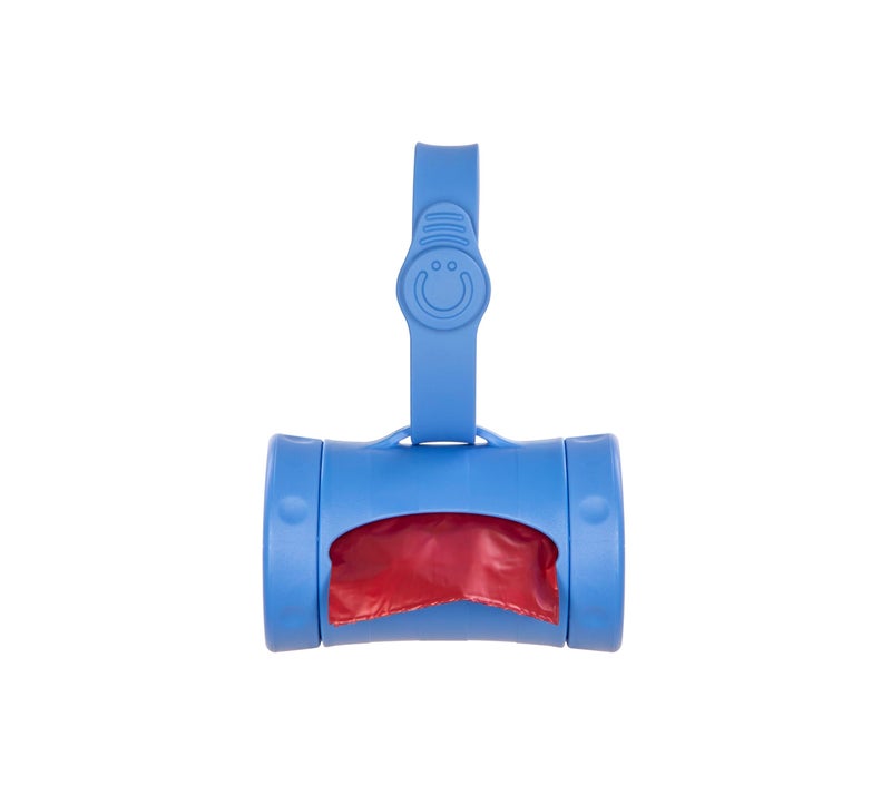 Ubbi Retractable Dog Poop Bag Holder and Dispenser with Silicone Strap Leash Attachment Includes 2 Rolls of Lavender Scented Leakproof Waste Bags Blue - Image 2