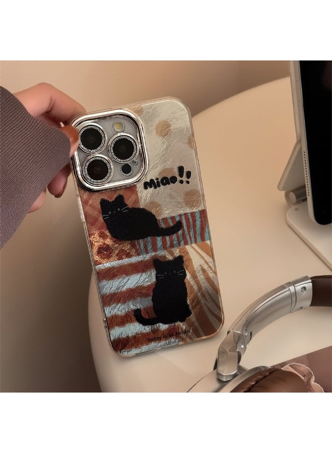 NIBEMINENT Leopard Printed Cat Protective TPU Case Cover For iPhone 17 Pro, Silver - Image 1