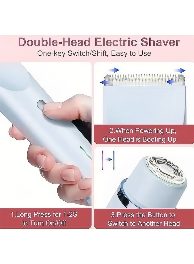 Bikini Trimmer & Facial Hair Remover for Ladies - Electric Shaver with Dual-Head Dual-Use Hair Trimmer, IPX7 Waterproof Wet-Dry Shaver for Legs, Arms, Underarms & Body Parts (Blue) - Image 5