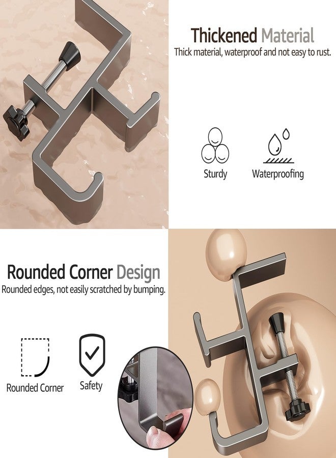 BTPIEL Desk Bag Hook, Purse Hook for Table, Aluminum Under Desk Handbag Hanger, Desk Mount Backpack Holder, Umbrellas,Headphone Holder - Cream - Image 2