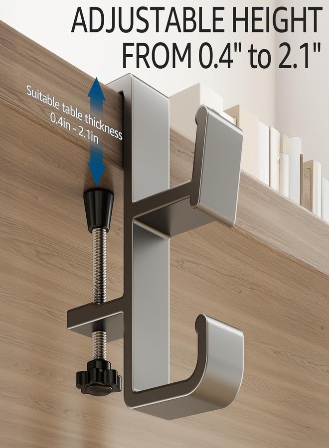BTPIEL Desk Bag Hook, Purse Hook for Table, Aluminum Under Desk Handbag Hanger, Desk Mount Backpack Holder, Umbrellas,Headphone Holder - Cream - Image 5