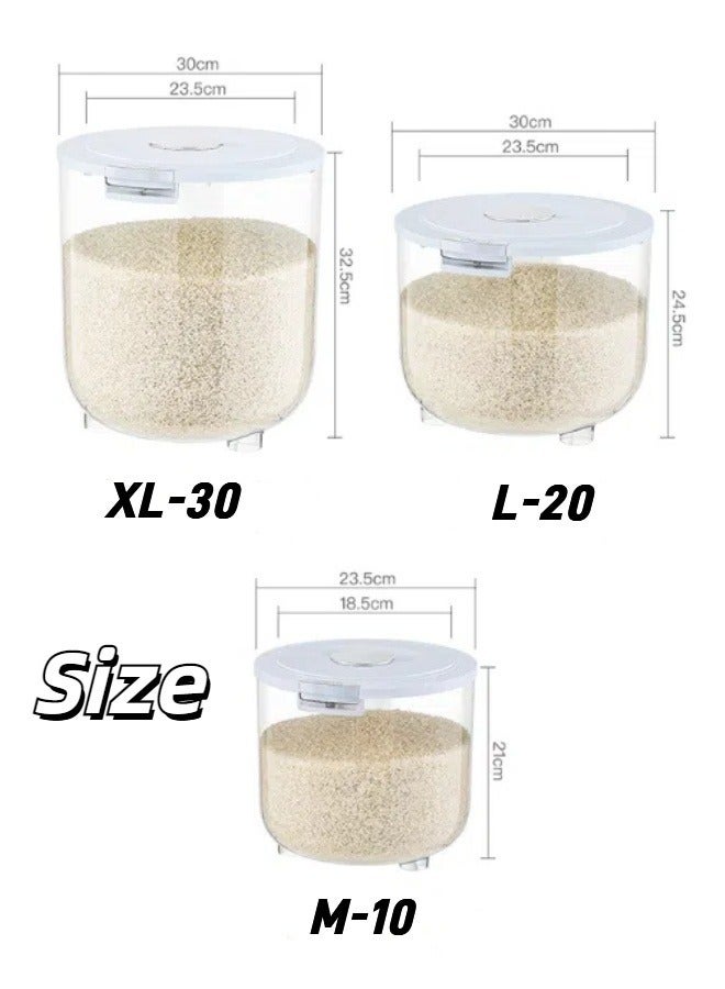Reelyo Rice Bucket Rice Storage Container with Measuring Cup Food Dispenser Rice Container, Storage Container for Cereal, Household Rice Bucket Rice Holder Bin for Flour, Sugar, Oatmeal, Kitchen Pantry Organization and Storage  - Image 2