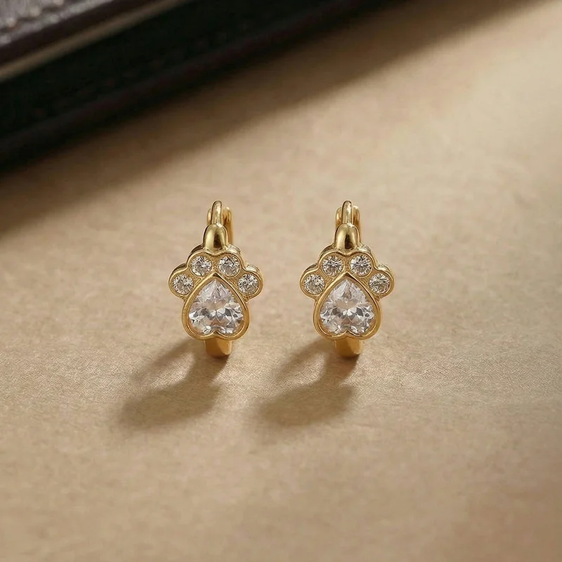 بالموناس PALMONAS Mini Paw Spark Hoop Earrings for Women | 18K Gold Plated, Waterproof & Anti-Tarnish