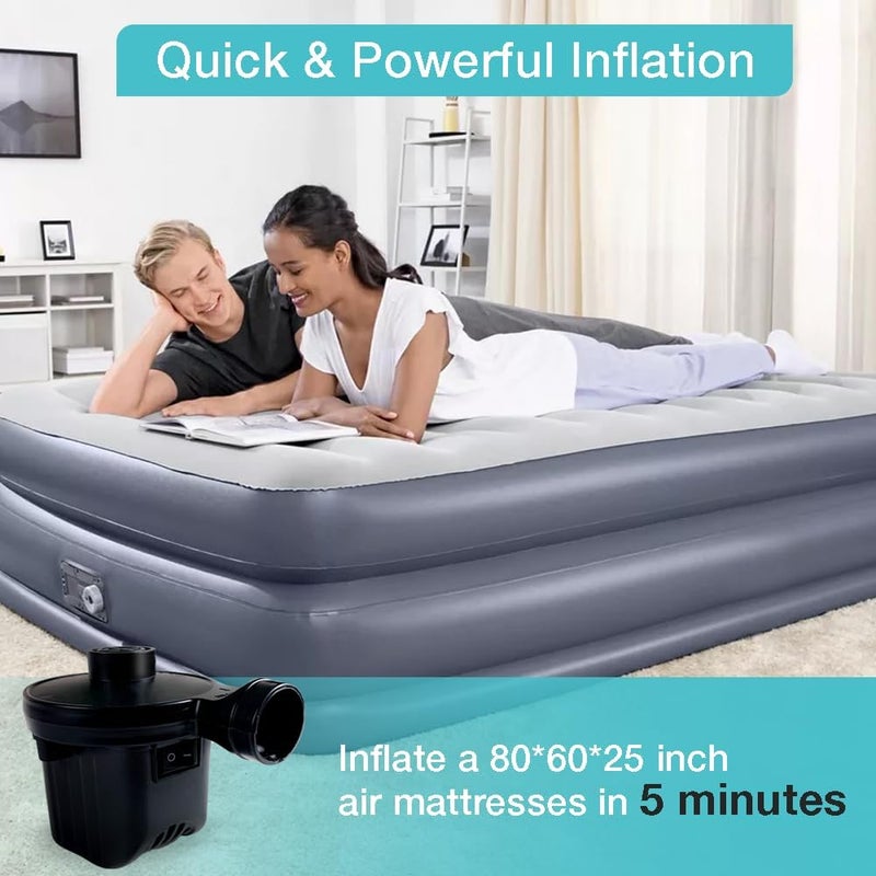 Inscool Electric Air Pump,Portable Quick-Fill Air Pump, Air Mattress Pump with 3 Nozzles for Inflatable Boat, Air Mattress Beds,Swimming Ring.Compatible with Home and car Adapter by (110V AC/12V DC) - Image 4