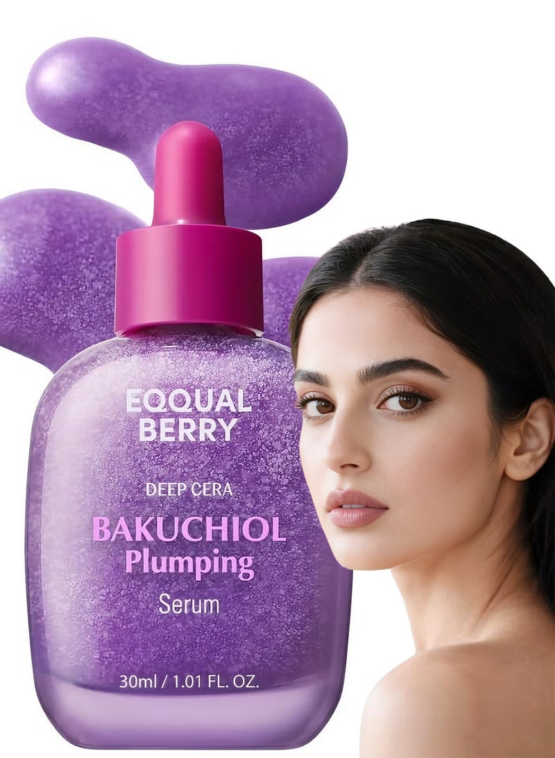 EQQUALBERRY Bakuchiol Plumping Face Serum - Retinol Natural Alternative for Sensitive Skin, Enhances Firmness and Elasticity with Ceramide and Peptides & Hyaluronic Acid, Pore(1.01oz / 30ml) - Image 1