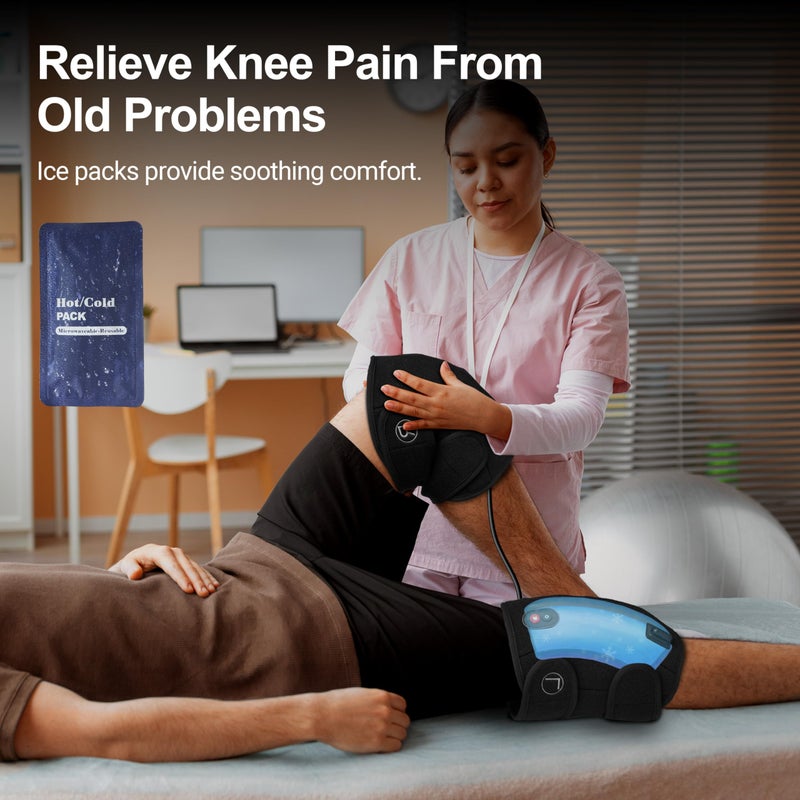 CooCoCo FSA Eligible HSA Knee Massager with Heat, Knee Pain Relief, Knee Heating Pad, Electric Heated Knee Brace with 2 Heating Levels, 5 Vibration Modes, 4pcs 5''x9'' Cold Packs - Image 4
