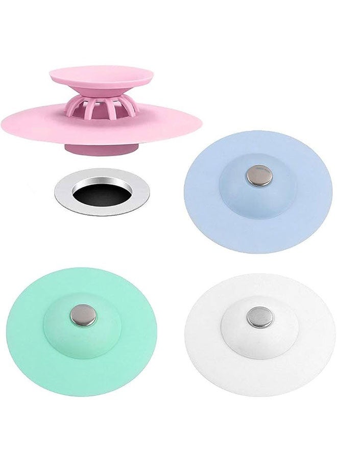 5 Pcs Random Colors Kitchen sewer odor proof sealing silicone flying saucer shaped floor drain cover bathroom bounce type anti clogging plastic sink filter element - Image 1