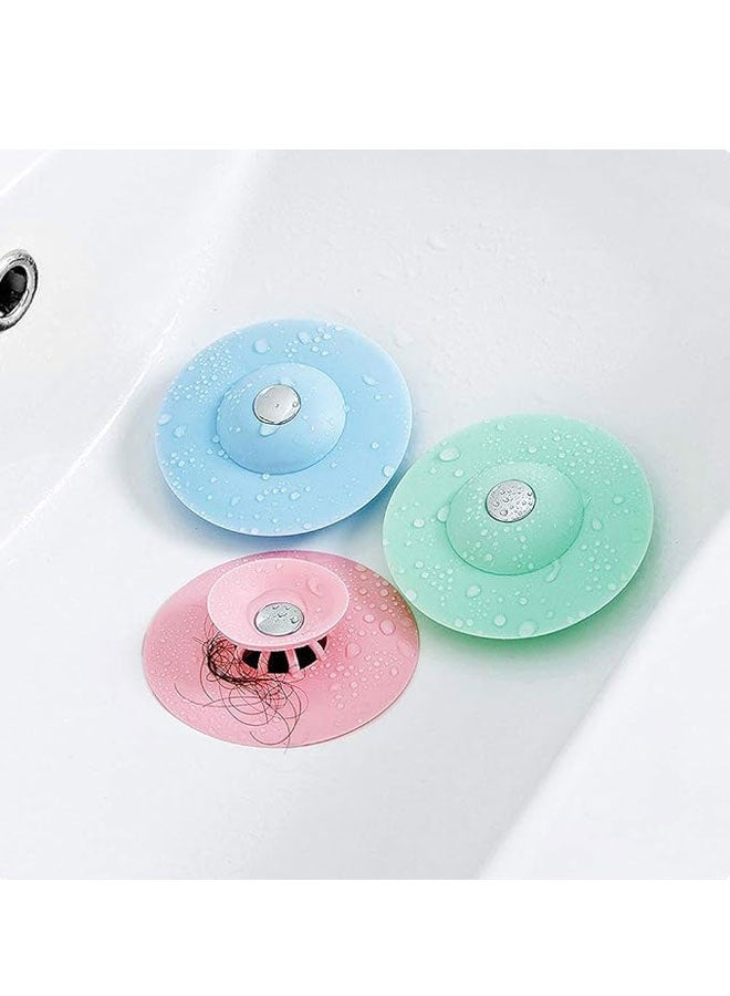 5 Pcs Random Colors Kitchen sewer odor proof sealing silicone flying saucer shaped floor drain cover bathroom bounce type anti clogging plastic sink filter element - Image 3