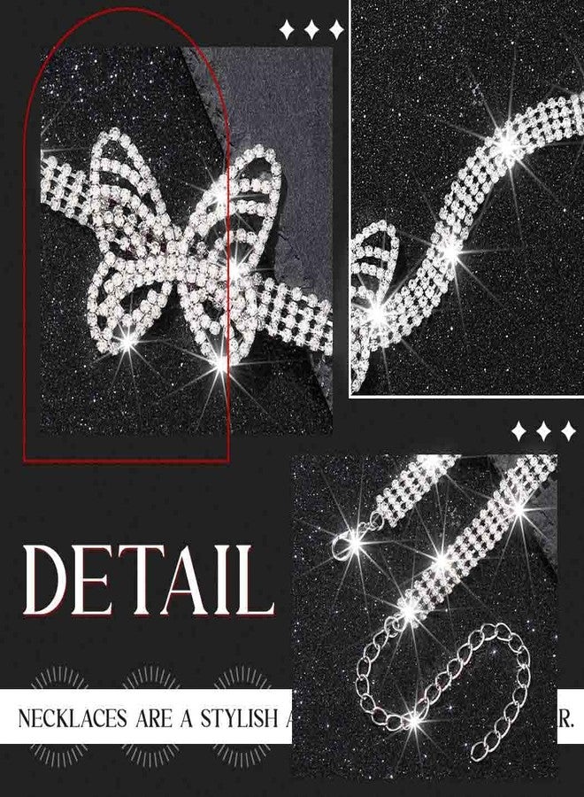 Zoestar Silver Butterfly Rhinestone Choker Necklace for Women - Image 5