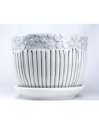 Modern Flower Texture Ceramic Plant Pots with Drainage Holes and Saucer Garden Planters Succulent Pots - pzsku/ZF328ACC95A4951A385C7Z/45/_/1718279524/ace6d3e9-4a48-4c31-8127-60d34cd55522