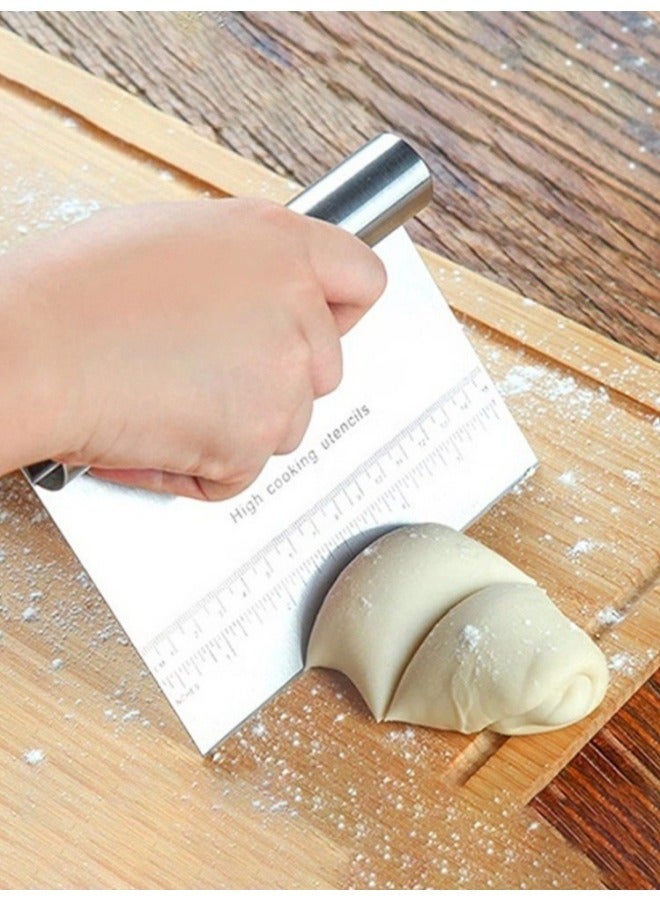 SenRan SenRan 1Pc Professional stainless steel highly polished dough scraper cutter with scale, multifunctional cake pizza cutter, pastry bread separation knife  - Image 1