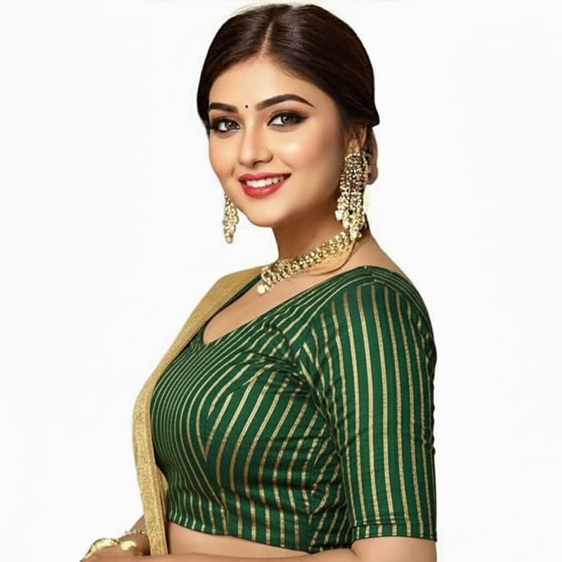 Bhochi Stylish Latest Katori Design Golden Foil Printed Blouse Stretchable Readymade Saree Blouses for Women Trendy Blouse Special for Festival - Image 4