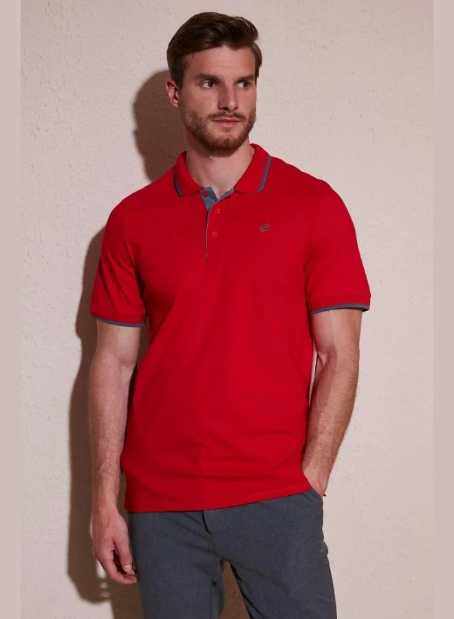 بوراتي تيشيرت رجالي بولو قطن بوراتي بقصة ضيقة وتفاصيل مخططة و قطع