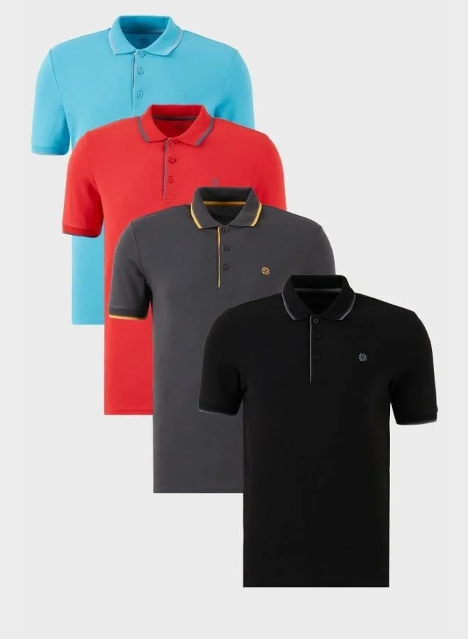 بوراتي تيشيرت رجالي بولو قطن بوراتي بقصة ضيقة وتفاصيل مخططة و قطع