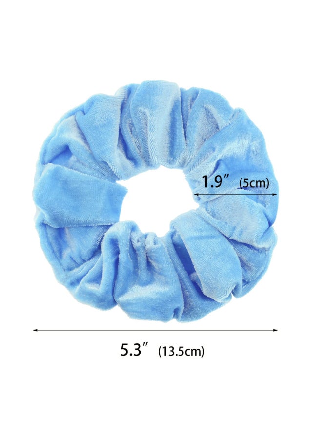 PIDOUDOU 2 Pcs Sky Blue Large Size Velvet Scrunchies for Women Hair Ties - Image 4