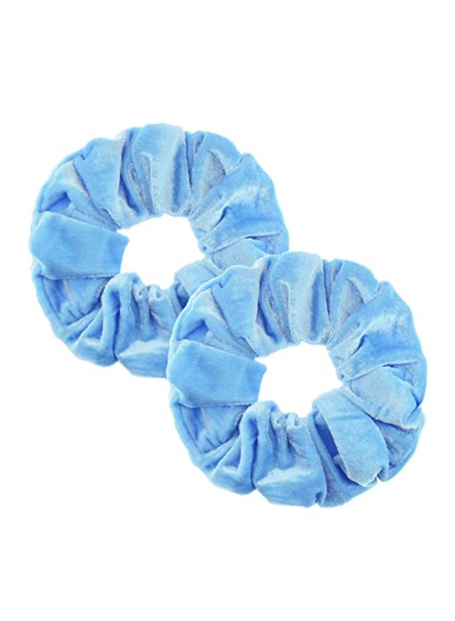 PIDOUDOU 2 Pcs Sky Blue Large Size Velvet Scrunchies for Women Hair Ties - Image 1