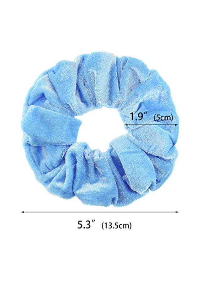 PIDOUDOU 2 Pcs Sky Blue Large Size Velvet Scrunchies for Women Hair Ties - Image 3