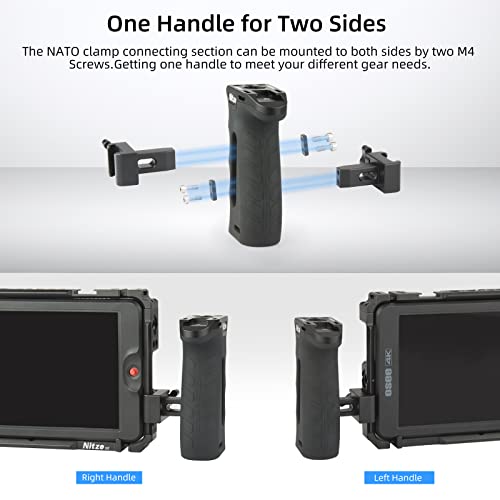 Nitze Ergonomic NATO Side Handle with NATO Calmp, Up/Down and Left/Right Adjustable, Rubberized Aluminum Camera Side Handle Camera/Monitor Cages - PA29C - Image 5