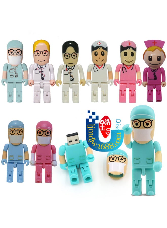 3.0 & 2.0 Epidemic Nurse Doctor Engineer Character USB Flash Disk 3.0 Medical Institution Gift Creative Medical Staff-Color:2.0 Yellow Hair-Capacity:8GB - Image 3