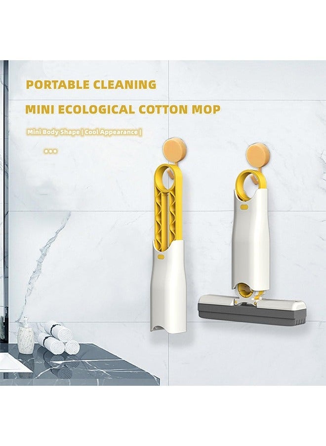 Fanski Portable Mini Mop Self-Squeeze Mini Mop for Bathroom Kitchen Household Desktop Glass Cleaning Mop Bathroom Crevice Absorbent Mop Mini Sponge Mop for Small Spaces, 1 Handle + 3 Sponge Head  - Image 2