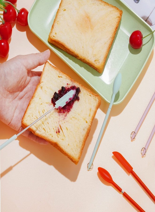 SUMERSHA 8Pcs Mini Silicone Telescopic Spatula and Scooping Spoon Set Tiny Jar Spatula Adjustable Small Spatulas Reusable Handle Scraper for Kitchen Cosmetic, 4 Colors - Image 4