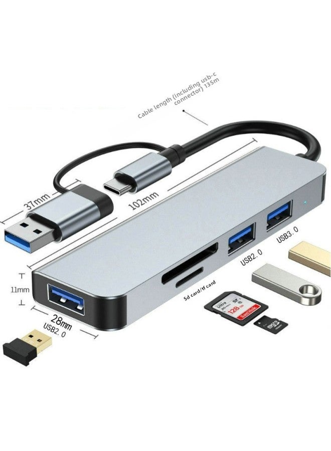Type-c Docking Station 8-in -1 Multifunctional USB3.0 Docking Station 100 Megabit Network Port USB Splitter With Card Reader-Color:[double Head] Five-in-one  - Image 1