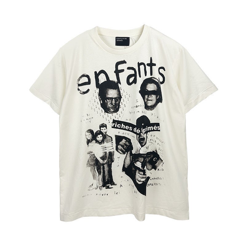 New Style Melancholic Rich Kid Erd Sketch Graffiti Loose Casual Long-Sleeve Base Shirt Trendy Brand Unisex T-Shirt Spring Collection - Image 1