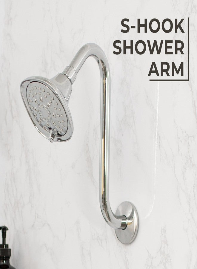 JS Jackson Supplies Shower Head Extension Arm with Flange,10.5 Inch High-Rise Curved S Shaped Design, Stainless Steel, Standard 1/2" Connection, Chrome Finish - Image 2
