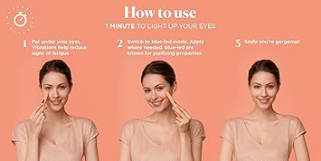 Rowenta AntiFatigue Eye Massager Reduces Blemishes Reduces Puffiness and Dark Circles Gentle Vibrations Purifying Blue LED Portable No Flaws LV2010 - Image 3