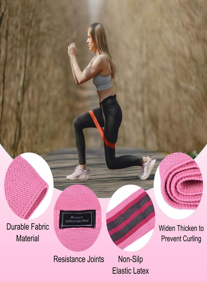 PATIKIL 12 Pieces Booty Resistance Bands for Working Out Non-Slip Workout Bands Fabric Resistance Loops Elastic Exercise Fitness Bands for Women Men Hip Leg Gym, Pink(Medium) - Image 3