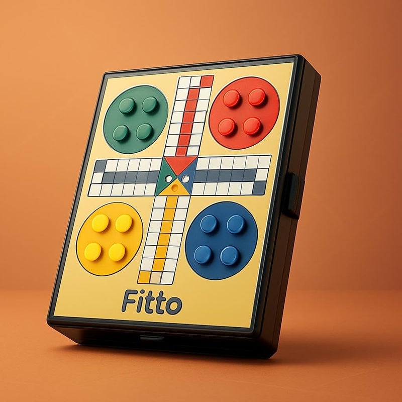 FITTO لعبة لودو المحمولة فيتو للسفر – لعبة عائلية مدمجة ورحلات على الطريق للنزهات والخروجات ولكل الأعمار - Image 3