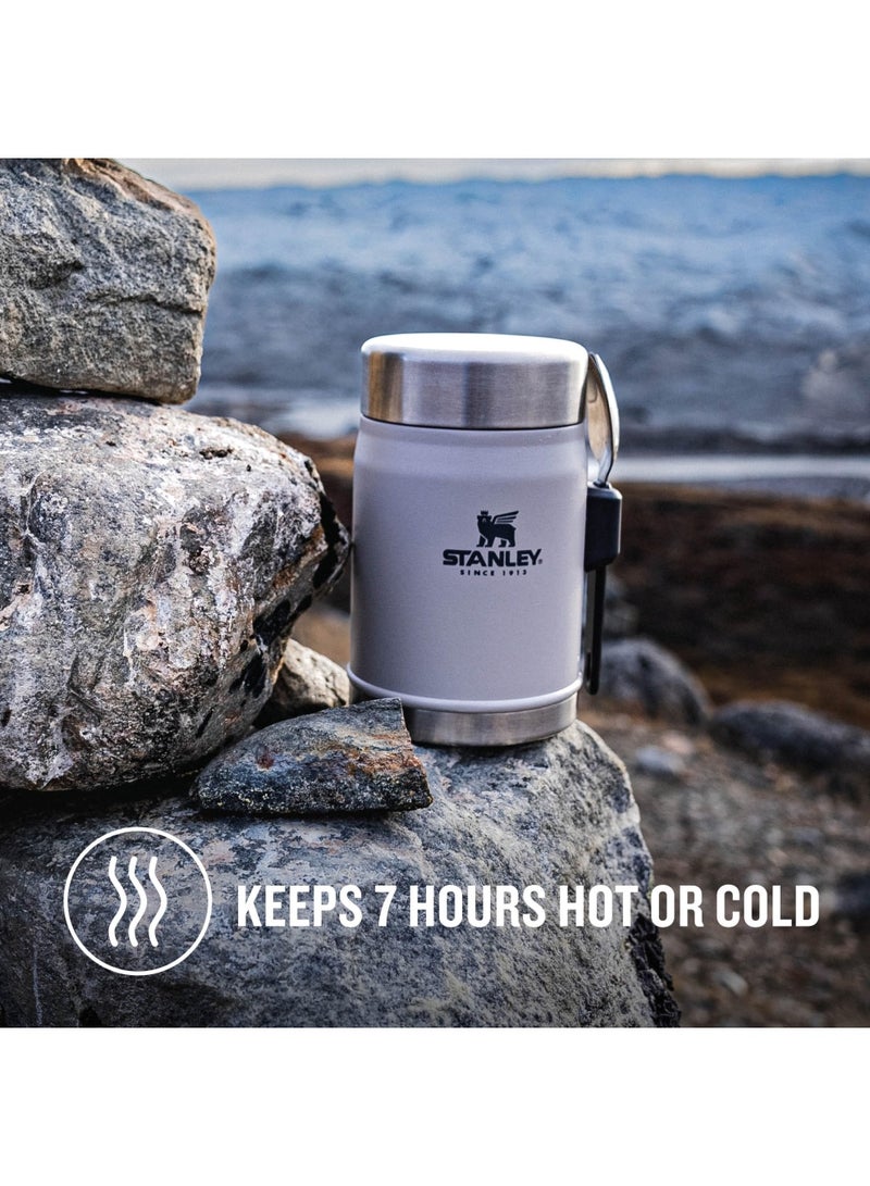 Stanley Stanley Classic Legendary Food Jar 0.4L / 14 OZ Ash with spork â€“ BPA FREE Stainless Steel Food Thermos | Keeps Cold or Hot for 7 Hours | Leakproof | Lifetime Warranty | Dishwasher safe  - Image 1