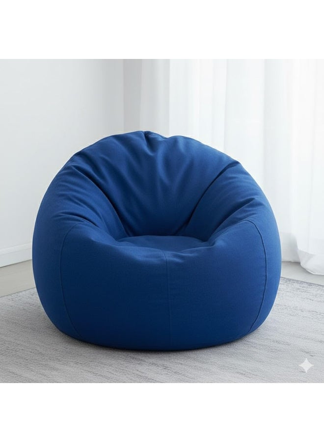 Harmony Home Bean Bag Chair | Classic Round Linen Cloth Bean Bag with Polystyrene Beads Filling | Comfortable Seating for Bedroom, Living Room, Lounge (Blue) - Image 1