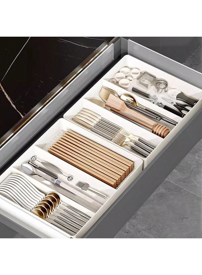 Expandable Kitchen Utensil Drawer Organizer with Adjustable Compartments - Cutlery Tray for Forks, Knives, Spoons, and Chopsticks - Plastic Storage Divider, Ideal for Home - Image 3