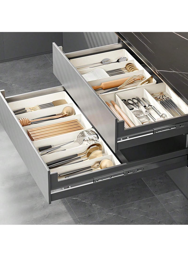 Expandable Kitchen Utensil Drawer Organizer with Adjustable Compartments - Cutlery Tray for Forks, Knives, Spoons, and Chopsticks - Plastic Storage Divider, Ideal for Home - Image 4