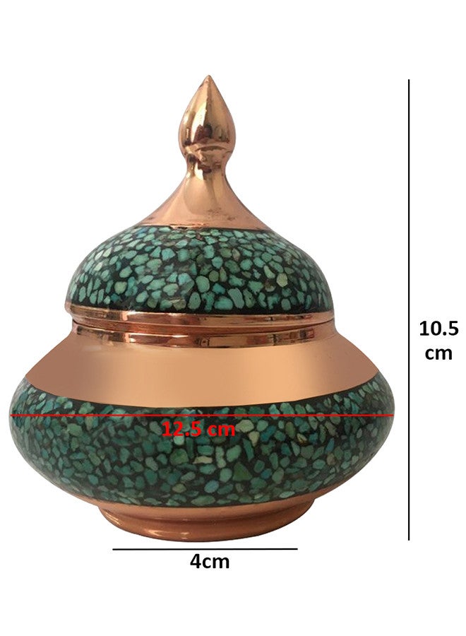 MARGOUN Handmade Persian Inlaid Turquoise Stone,Firooze Kobi Set Made of High Quality Copper Gold/Blue - Image 3