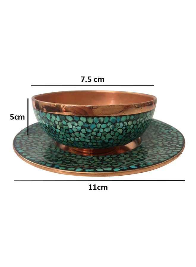 MARGOUN Handmade Persian Inlaid Turquoise Stone,Firooze Kobi Set Made of High Quality Copper Gold/Blue - Image 5